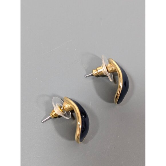 Vintage Napier Blue Enamel Teardrop Drop Earrings Gold Tone Classic - Picture 4 of 7